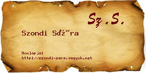 Szondi Sára névjegykártya