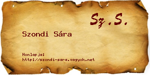Szondi Sára névjegykártya